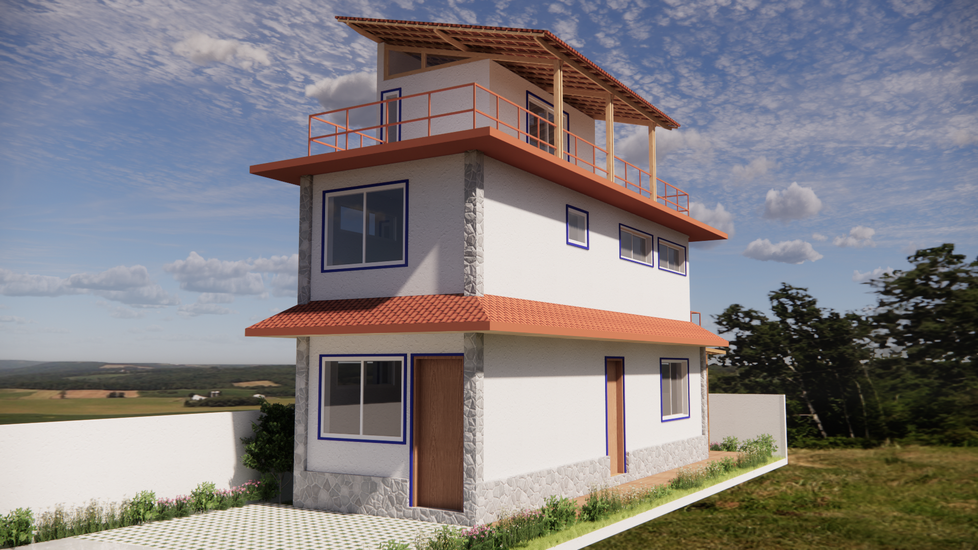 fachada azul com laranja 2